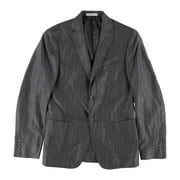 DKNY Mens Solid Two Button Blazer Jacket, Grey, 38